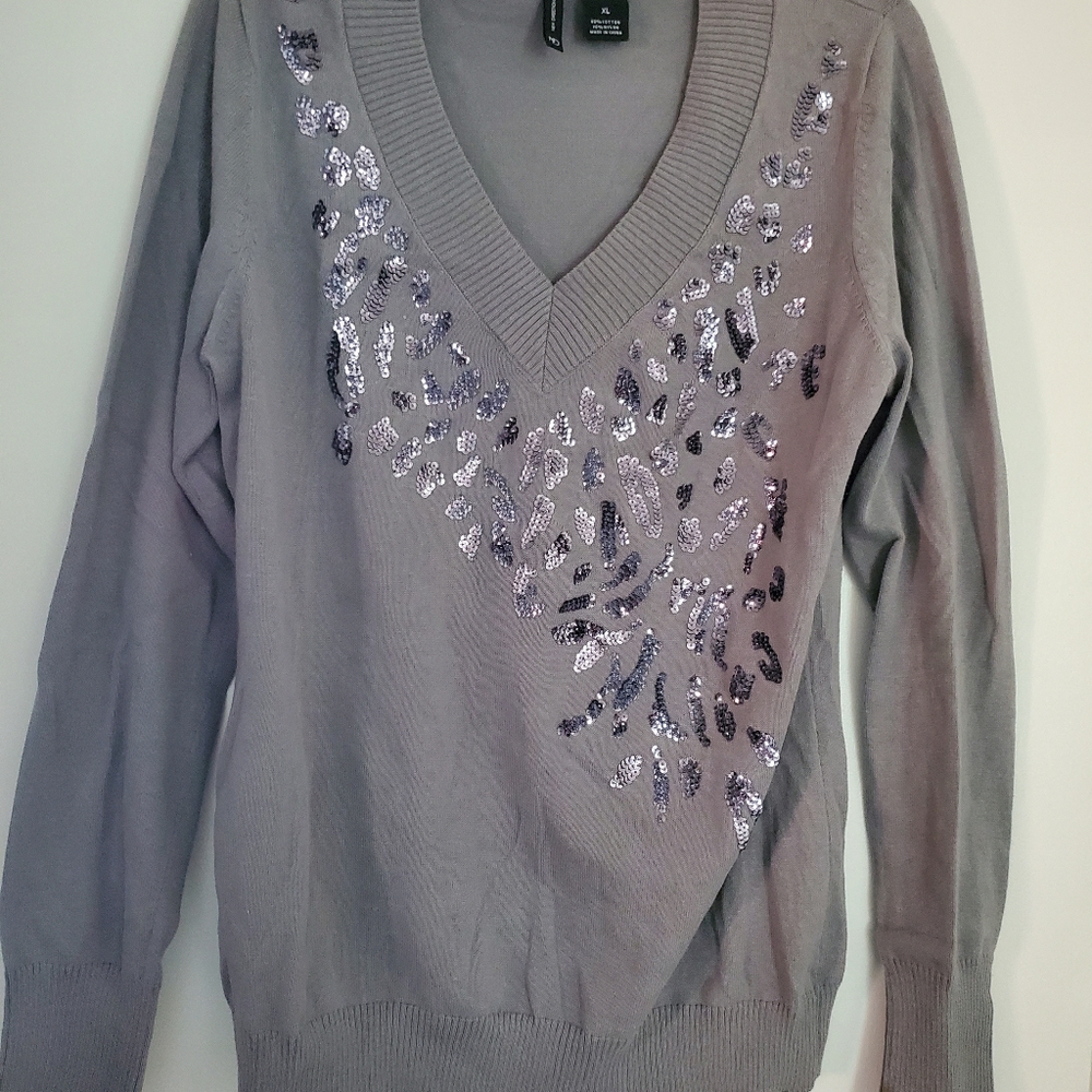 Sequin cheetah sweater